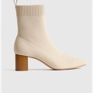 Quince Beige Ribbed Ankle Heeled Boots